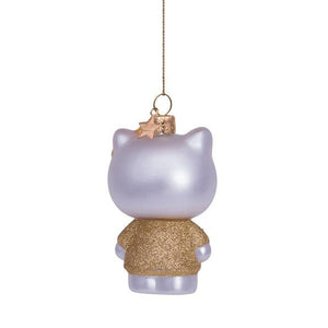 Vondels Glass Shaped Christmas Ornament - Hello Kitty w/gold Dress