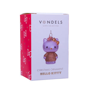 Vondels Glass Shaped Christmas Ornament - Hello Kitty w/gold Dress
