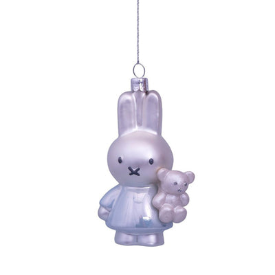Vondels Glass Shaped Christmas Ornament - Miffy with Blue Dress and Bear