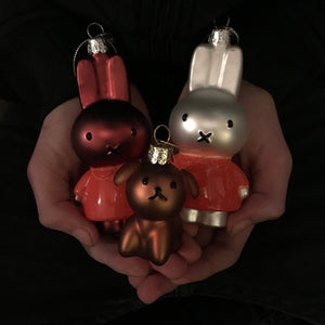 Vondels Glass Shaped Christmas Ornament - Miffy Melanie with Orange Dress