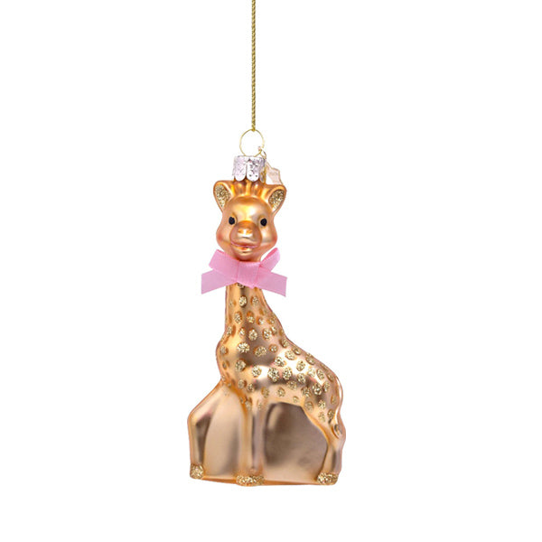 Vondels Glass Shaped Christmas Ornament - Sophie la Girafe Pink Bow