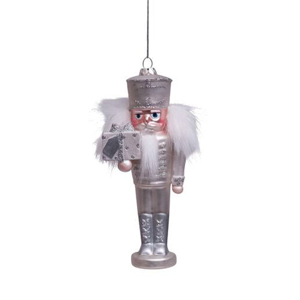 Vondels Glass Shaped Christmas Ornament - Nutcracker Silver/White