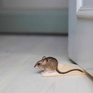 Wildlife Garden Hand Carved Doorstop - Mouse