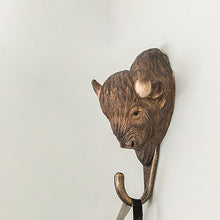 Wildlife Garden Hand Carved Animal Hook - American Bison