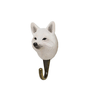 Wildlife Garden Hand Carved Animal Hook - Arctic Fox