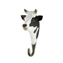 Wildlife Garden Hand Carved Animal Hook - Black and White Cow