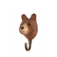 Wildlife Garden Hand Carved Animal Hook - Brown Bear