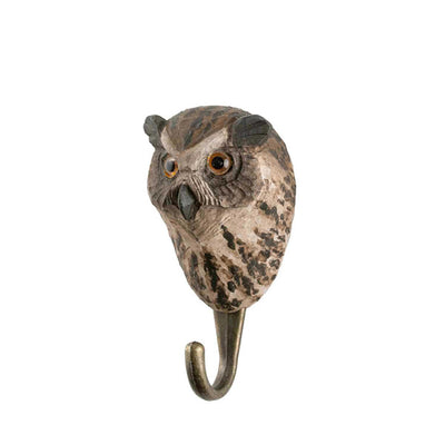 Wildlife Garden Hand Carved Animal Hook - Eagle Owl