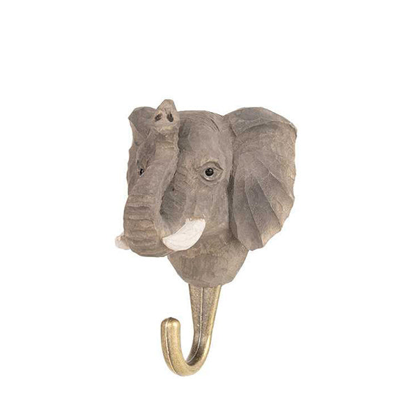 Wildlife Garden Hand Carved Animal Hook - Elephant