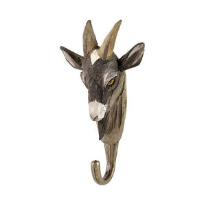 Wildlife Garden Hand Carved Animal Hook - Goat