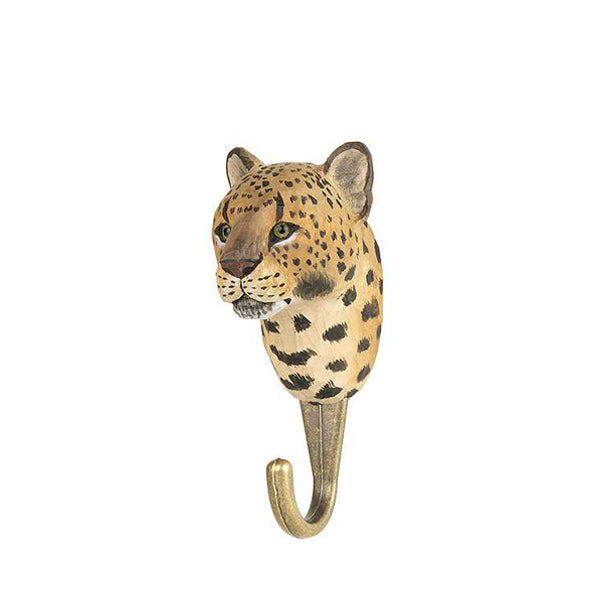 Wildlife Garden Hand Carved Animal Hook - Leopard