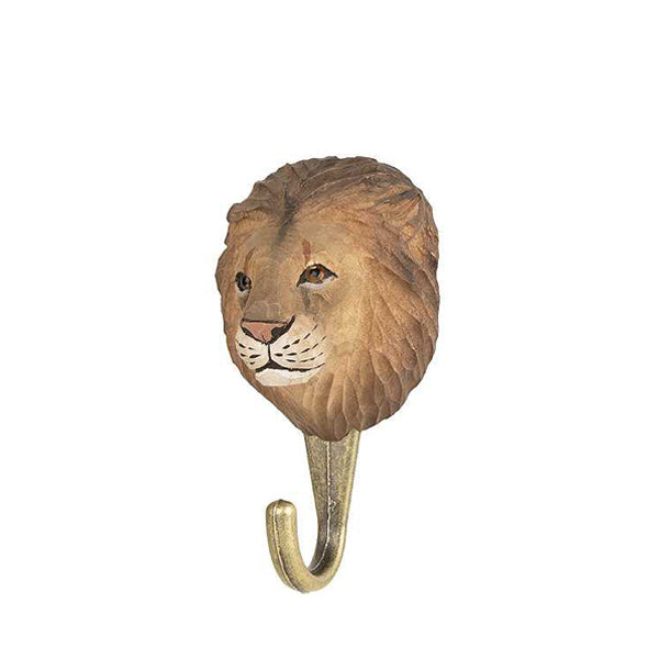 Wildlife Garden Hand Carved Animal Hook - Lion