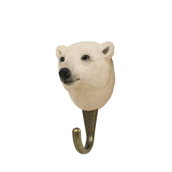 Wildlife Garden Hand Carved Animal Hook - Polar Bear