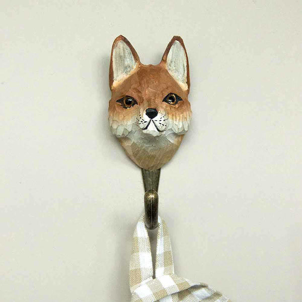 Wildlife Garden Hand Carved Animal Hook - Red Fox – Elenfhant