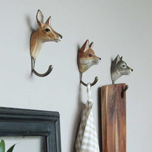 Wildlife Garden Hand Carved Animal Hook - Red Fox