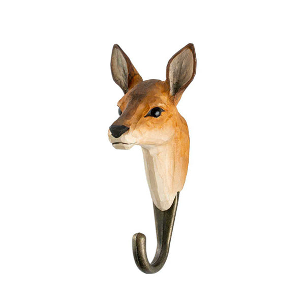 Wildlife Garden Hand Carved Animal Hook - Roe Deer