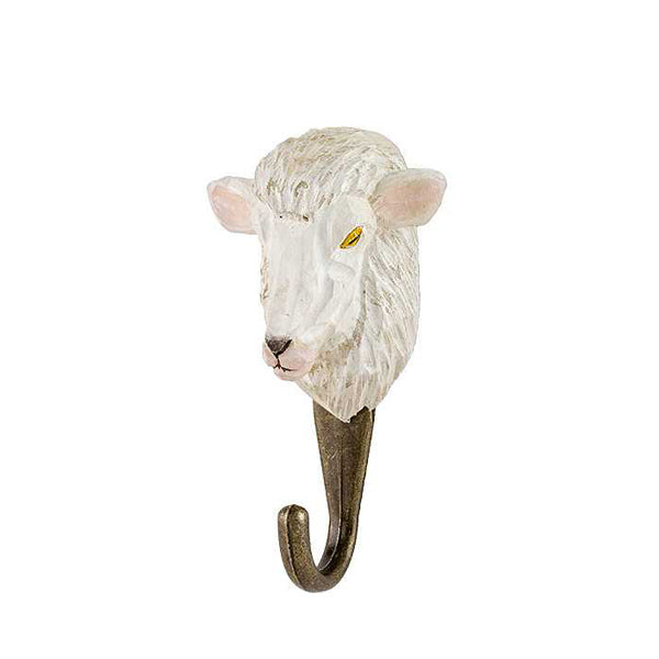 Wildlife Garden Hand Carved Hook - Sheep