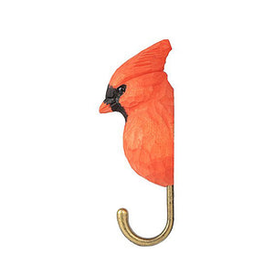 Wildlife Garden Hand Carved Animal Hook - Northern Cardinal