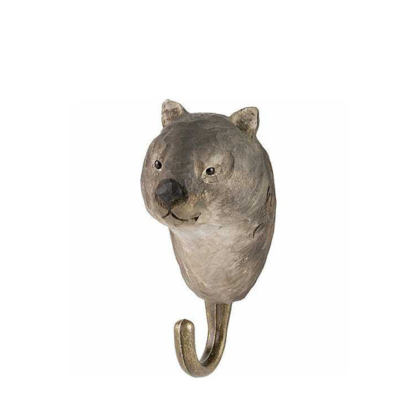 Wildlife Garden Hand Carved Hook - Wombat