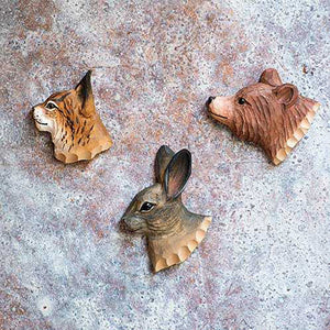Wildlife Garden Hand Carved Animal Magnet - Brown Bear
