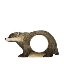 Wildlife Garden Hand Carved Napkin Ring - Badger