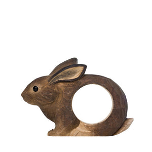 Wildlife Garden Hand Carved Napkin Ring - Rabbit