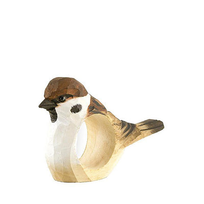 Wildlife Garden Hand Carved Napkin Ring - Tree Sparrow
