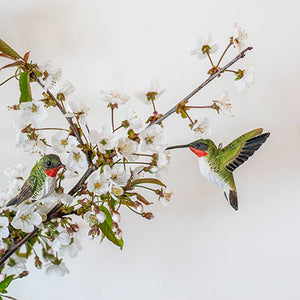 Wildlife Garden Hand Carved Decobird - Ruby-throated Hummingbirds 2pcs