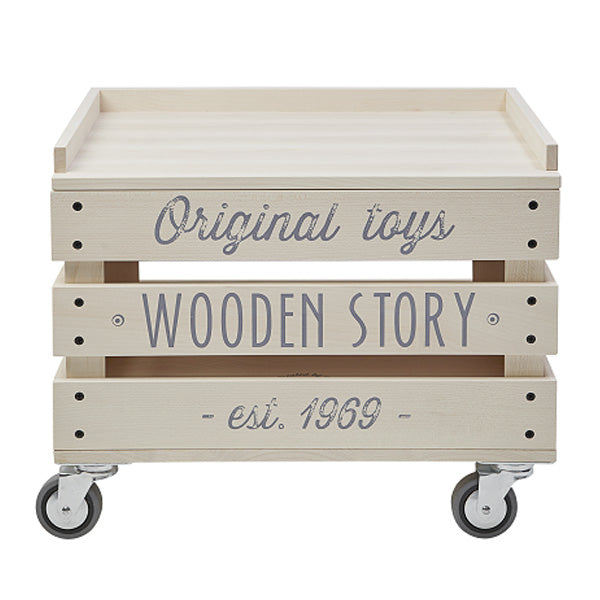 Wooden Story Wooden Storage Crate On Wheels With Top