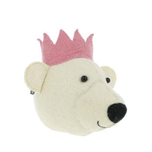 Fiona Walker Mini Animal Head – White Bear with Pink Crown