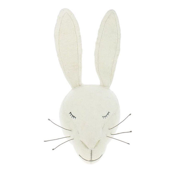 Fiona Walker Animal Head - Sleepy White Rabbit